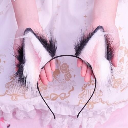 Anime Cosplay Handmade Simulation Animal Ear Headband Hair Clip Lolita Plush Wolf Ear Cute Dog Ear Masquerade Hair Band Headwear