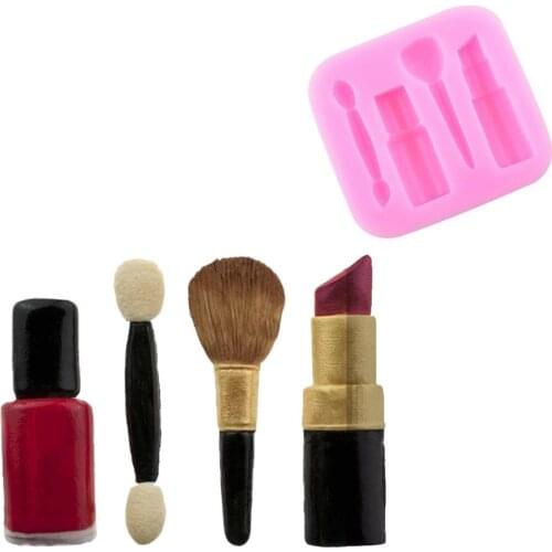 Makeup tools lipstick nail polish chocolate Party DIY fondant cake decorating tools silicone mold dessert moulds