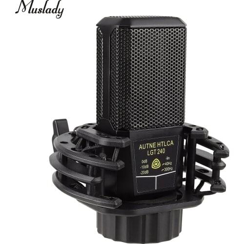 Muslady Large Diaphragm Cardioid Condenser Microphone Unidirectional Mic with Shock Mount Cable for Gaming Podcasting Recording