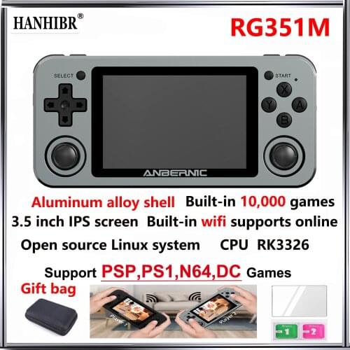 ANBERNIC RG351M Retro Video Game Console Aluminum Alloy Shell RG351P 2500 Game Portable Console RG351 Handheld Game Player