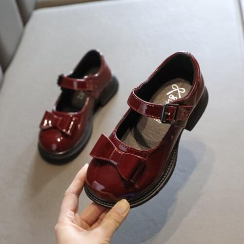 Girls Leather Shoes Spring/autumn Kids Baby Girls Shoes Bow Children Performance Shoes Soft Soled Single Shoes