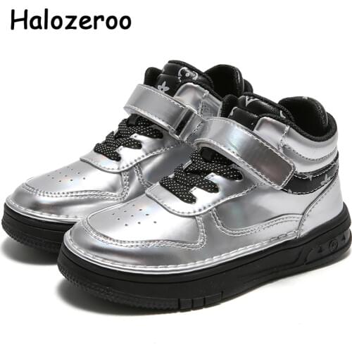 Autumn Kids High Top Sport Sneakers Baby Girls Brand Silver Shoes Children Fashion Sneakers Girls Casual Sneakers Trainers New