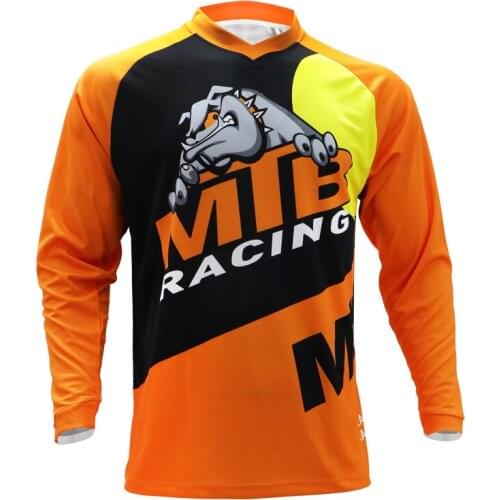 Hot Sale MTB Custom Orange Dog Off Road Cycling Jerseys Mountain Downhill Jerseys Shirt Long Sleeve