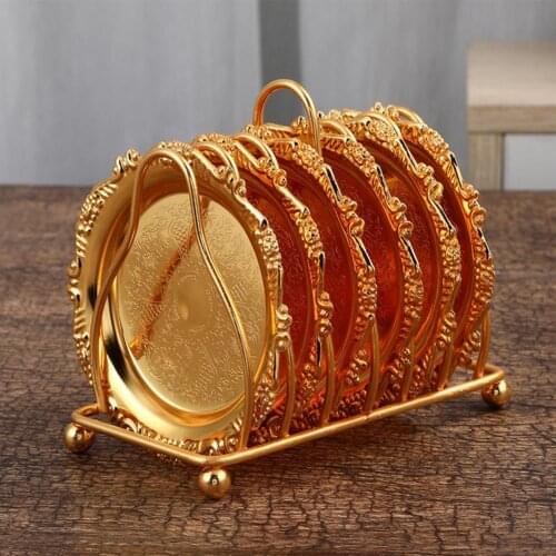 Mini Cake Plates Vintage Reusable Alloy Elegant Shape Golden Color Dessert Plate Set for Home