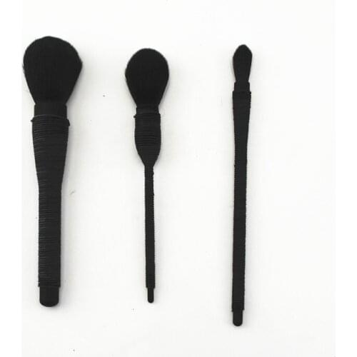 3pcs/set Rattan and Plastic Handle Makeup Brush Sets Black Fiber Wool Powder Paint Highlight Brush Makeup Cosmetic Beauty Tools