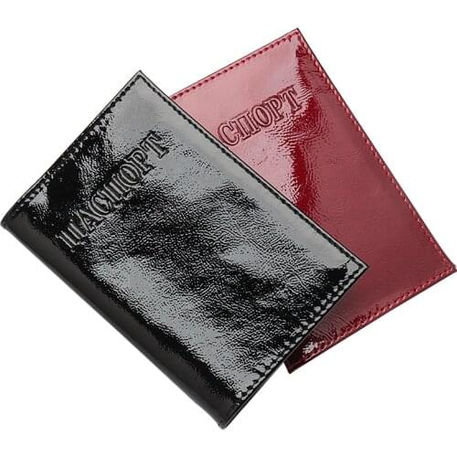 Standard Size Imprinting Simple Genuine Leather Russia Passport Cover Credit Card Holder Passport Holder Travel Wallet