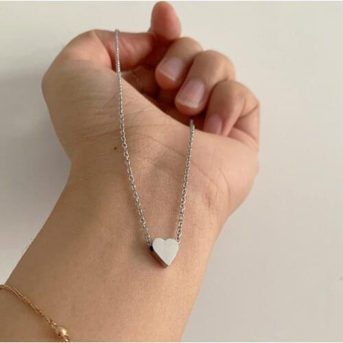 Simple Classic Glossy Heart Charm Necklace for Women Men Trendy Gold Color Stainless Steel Link Chain Choker Necklace & Pendant