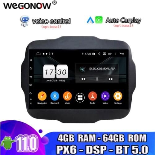 PX6 HD TDA7851 Android 10.0 For Jeep Renegade 2016 2017 4GB 64GB 8core Car DVD Player GPS Glonass map RDS Radio wifi BT 5.0 TV