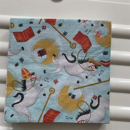 Christmas paper napkins elegant tissue serviettes decoupage decor wedding party festival animal wolf snow man horse tissue 3ply