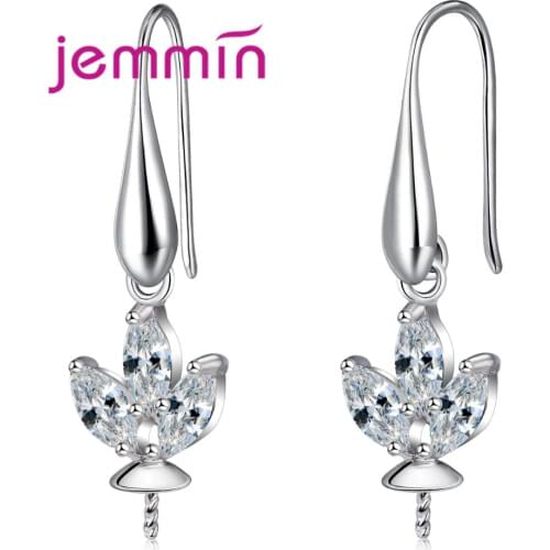 Crystal Flower Pattern Style Ear Hooks 925 Silver Earrings Findings For Components DIY Jewelry Components 5 Pairs/Lot