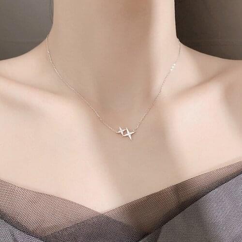 S925 3 Pcs/Lot Four-pointed Fashion Simple Pendant chain female tide light luxury Fashion Necklaces