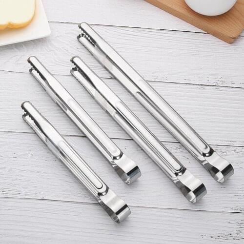 1pc Grilling Tongs Kitchen Cooking Tools Long Stainless Steel Kitchen Tongs Cooking Tongs Ice Cube Tongs BBQ Tools Accessories