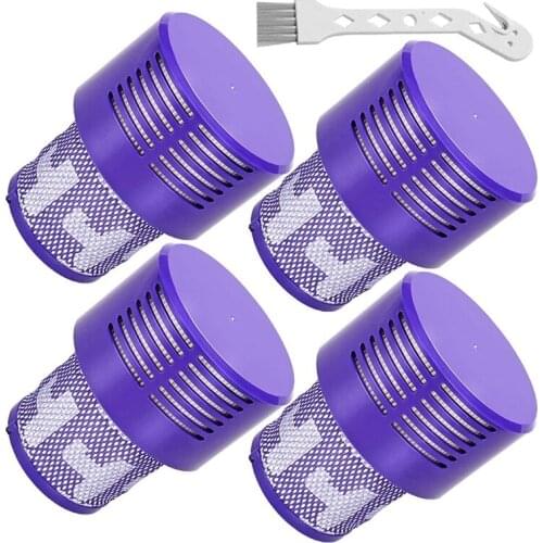 Replacement V10 Filters for Dyson V10 Cyclone Series,V10 Total Clean, SV12, 4 Pack Filters and 1 Clean Brush
