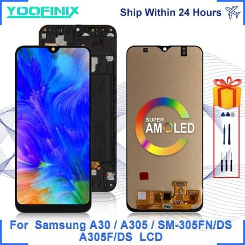 Super AMOLED For Samsung Galaxy A30 Display Touch Screen Digitizer Replacement Parts For SM-A305F/DS A305GT/DS A305 LCD Display