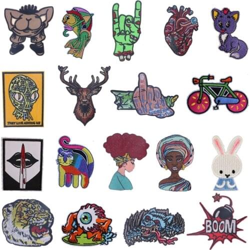 Iron On Animal Embroidered Patch Boy Girl For Clothes Heat Transfer Stickers Applique Embroidered Sew on Cloth Fabric Badges