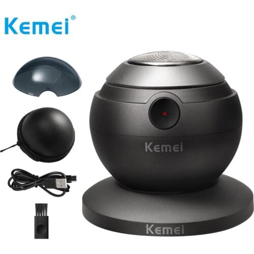 Kemei Spherical Razor Mens Electric Shaver IPX7 Waterproof Smart Rechargeable Beard Trimmer