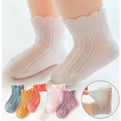 Spring Summer Baby Socks Thin Section Breathable Baby Infants Girls Elastic Feet Mesh Ruffle Soft Cotton Anti-slip Socks