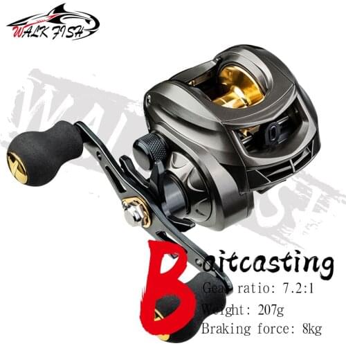 WALK FISH NEW Fishing Reel AK2000 Baitcasting Reel 7.2:1 High Speed 8KG Max Drag Grey Golden Saltwater Reel FIshing For Bass