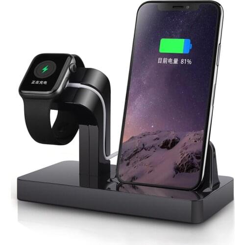 2 in1Charging Dock Station Holder Charger For iPhone X XR XS Max 8 7 Plus SE and iwatch 5 4/3/2/1 Desktop fast Charging holder
