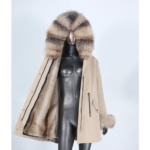 2021 Fashion Waterproof Long Parka Real Fur Coat Winter Jacket Women Natural Fox Fur Collar Hooded Cuffs Thick Warm Detachable