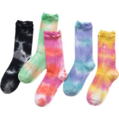 New Designs Tie Dyed Socks Cool Street Rainbow Design Women Cotton Socks