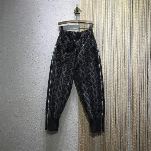 Womens corduroy slacks 20 spring and summer new European goods personality elastic waist loosen thin beam feet harem pants tide