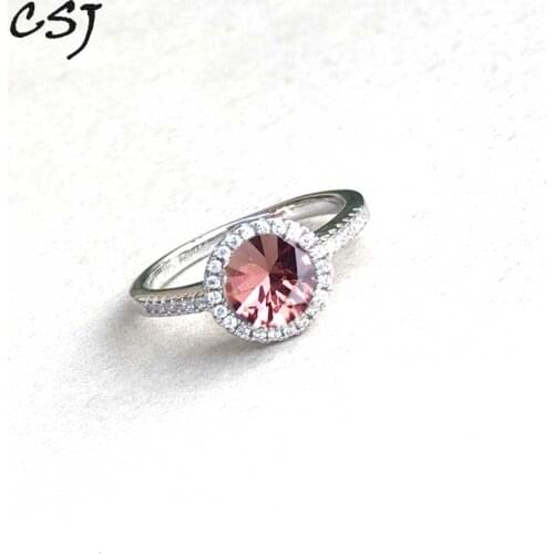 CSJ Classic Zultanite Ring Sterling 925 Silver Round 6MM Created Sultanite Fine Jewelry Women Lady Wedding Party Gift