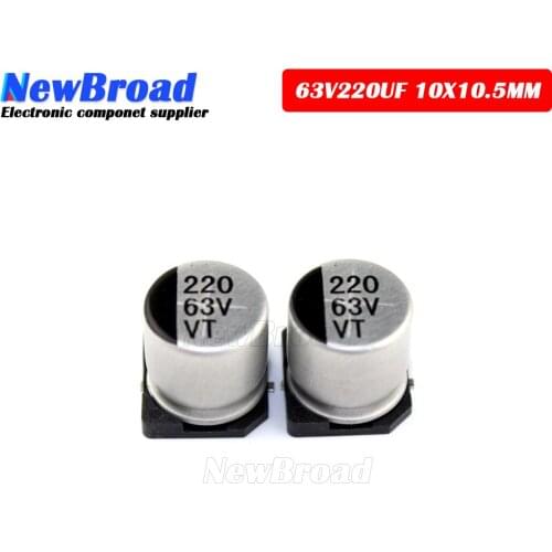 10PCS SMD Aluminum Electrolytic Capacitor 63V220UF 10*10.5MM 220UF63V 63V 220UF
