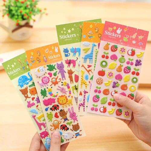 100 Sheets Cute Cartoon Scrapbooking Bubble Puffy Stickers Reward Kids Gift Toys