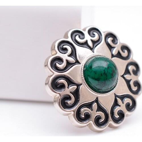 10X 30MM Vintage Silver Western Biker Motorcycle Flower Engraved Stone Beads Leathercraft Belt Saddle Concho Decoration