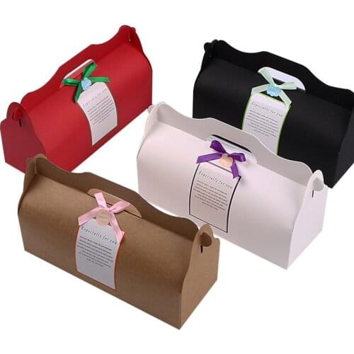 2019 new solid paper gift bags handbags portable macaron mooncake packaging boxes kraft paper box gift box for wedding favor