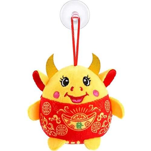 2021 New Year Ox Plush Toy Year Of The Ox Plushie Mascot Bag Pendant Cute Small Zodiac Ox Toy Doll Pendant Gifts For Children