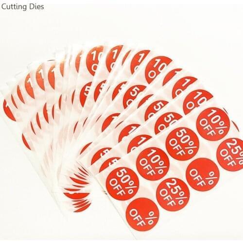 25Pcs/lot Adhesive Discount Label Round Clothing Tape 50% Percent Off Sale Sticker Dot Apparel Diy Clothes Bag Promotion Tag