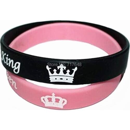 300pcs King Queen Crown His Queen Her King wristband silicone bracelets free shipping by epacket A