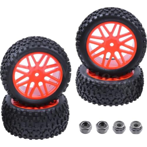 4Pcs Rubber 1/10 Buggy Tires Front / Rear Insert Sponge & Wheel Hex 12mm For RC 1/10 Off Road Buggy Warhead Model Car 2WD 4WD