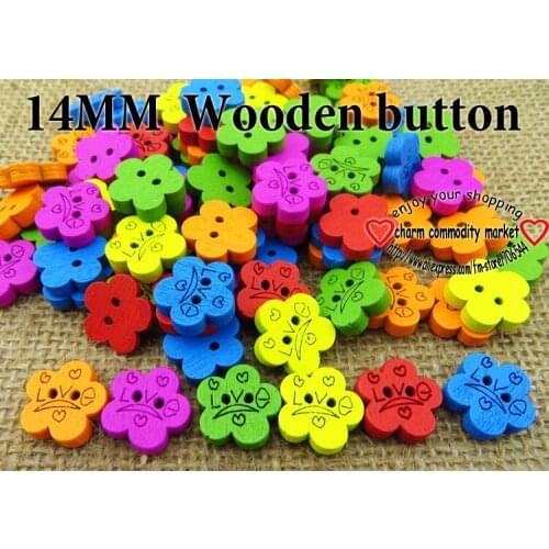 100PCS flower painting colors wood cartoons buttons coat boots sewing clothes accessories WCB-088