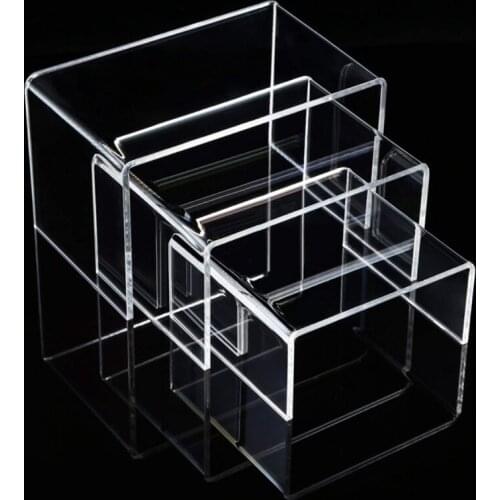 Acrylic Display Risers 3 Size Steps Acrylic Display Stand Anti-Corrosion Clear Showcase Display Shelf for Figure Buffet