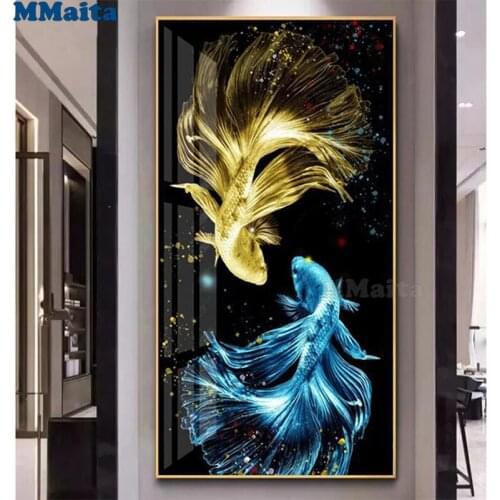 DIY Diamond Embroidery luxury carp fantasy art fish animals Picture Of Rhinestones Full Diamond Painting Cross Stitch Art GG5479