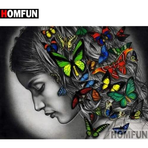HOMFUN Full Square/Round Drill 5D DIY Diamond Painting "Beauty butterfly" Embroidery Cross Stitch 5D Home Decor Gift A18123