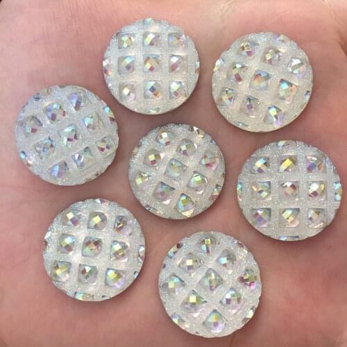 White 20pcs AB Resin 20mm Convex Round Flatback Rhinestone Scrapbook Wedding DIY F417*2