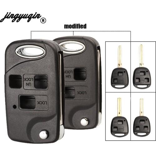 Jingyuqin Folding Flip 2/3 Button Remote Key Shell Case For Toyota Yaris Prado Tarago Camry Corolla Land Cruiser TOY40