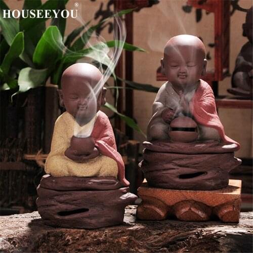 Ceramic Buddha Coil Censer Reciting Monk Purple Sand Aroma Plate Incense Censer Sandalwood Incense Burner Sandalwood Fragrance