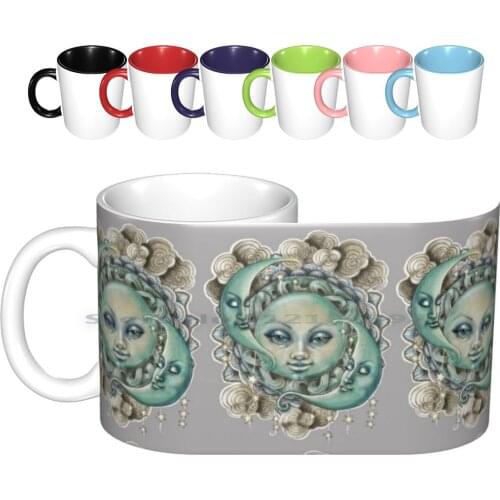 La Luna Ceramic Mugs Coffee Cups Milk Tea Mug Moon Star Sun Zen Zendoodle Moonface Moon Phases Phase New Moon Astral Stellar
