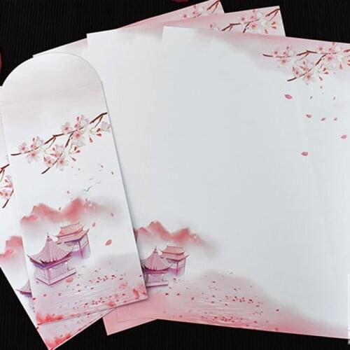 Peach Blossom 10 Envelope 10 Sheets Letter Paper Set Writing Love Letters Wedding Envelopes Invitations Office School Supplies