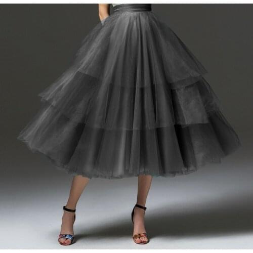 Fashion A-line Skirts For Women With Tiered Puffy Custom Made Female Formal Long Skirt Midi Faldas Largas Mujer