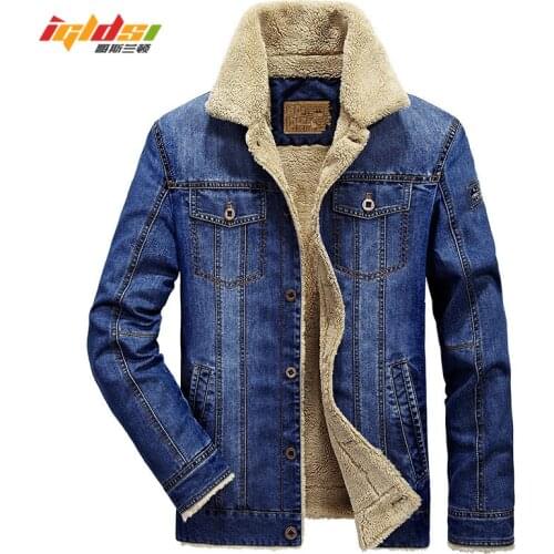 Men Jacket and Xoats Brand Clothing Denim Jacket Fashion Mens jeans jacket Thick Warm Winter Outwear Male Cowboy Size:M-4XL