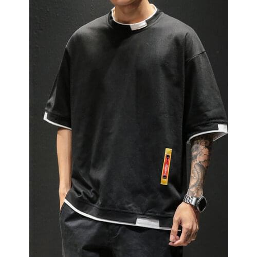 Summer Short Sleeve T-shirts Men Japan Style Casual T-shirts Hip Hop Streetwear Korean Loose Men Tees Tops T668