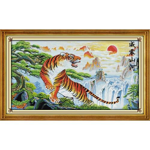 Tiger roars towards the world(2) cross stitch kit cartoon canvas stitching embroidery DIY handmade needlework
