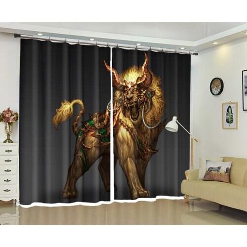 3D Window Curtain tulle for living room Luxury Blackout Monster kids Bedroom Cortina Drapes Rideaux Customized size pillowcase