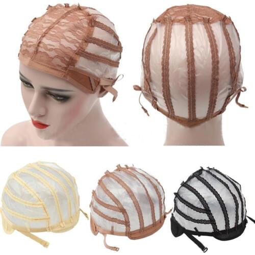 New Good Quality Wig Cap Making Wigs Straps Breathable Mesh Weaving Adjustable Cap 3 Styles Black Beige Brown Hot Sale